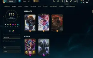 Unranked com TODOS os Champs e 176 Skins ( MID / ADC / SUP )