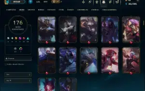 Unranked com TODOS os Champs e 176 Skins ( MID / ADC / SUP )
