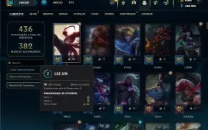 Ouro 4 com TODOS os champs e 142 Skin+ 1 Rara e 8 Vitoriosas
