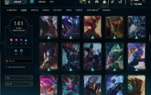 Ouro 4 com TODOS os champs e 142 Skin+ 1 Rara e 8 Vitoriosas