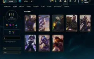 Ouro 4 com TODOS os champs e 142 Skin+ 1 Rara e 8 Vitoriosas
