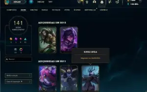 Ouro 4 com TODOS os champs e 142 Skin+ 1 Rara e 8 Vitoriosas