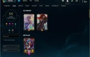 Conta prata 4 com 102 champs e 55 skins