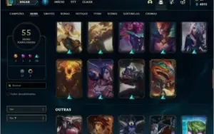 Conta prata 4 com 102 champs e 55 skins