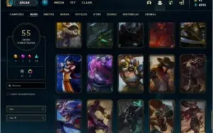 Conta prata 4 com 102 champs e 55 skins