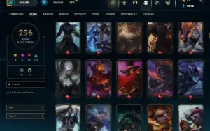 Ouro 1 com 140 Champs e 296 Skins + 3 Miticas
