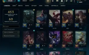 Ouro 1 com 140 Champs e 296 Skins + 3 Miticas