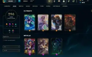Ouro 1 com 140 Champs e 296 Skins + 3 Miticas