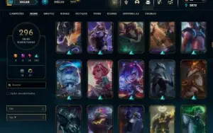 Ouro 1 com 140 Champs e 296 Skins + 3 Miticas