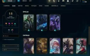 Conta ouro 4 com 65 Champs e 18 Skins + 4 Vitoriosas