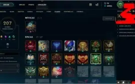 Conta no LoL 245 skins sem ELO