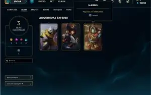 Conta ouro 1 com 22 Champs e 3 Skins + 10 Fragmentos