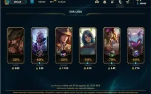 Conta ouro 1 com 22 Champs e 3 Skins + 10 Fragmentos
