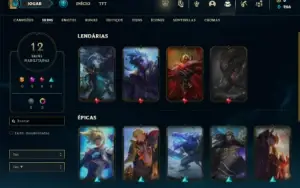 Platina 4 com 70 Champs e 12 Skins + 25 Espolios