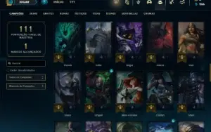 Platina 4 com 70 Champs e 12 Skins + 25 Espolios