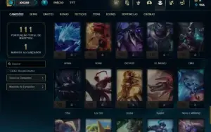 Platina 4 com 70 Champs e 12 Skins + 25 Espolios
