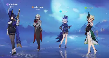 conta genshin clorinde, arlecchino, furina,emily,mona,kekqin