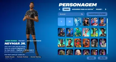 Conta com 246 skins (loja, passe, clube fortnite e missões),