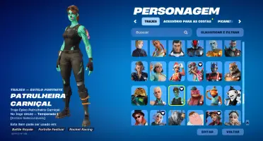 Conta com 246 skins (loja, passe, clube fortnite e missões),
