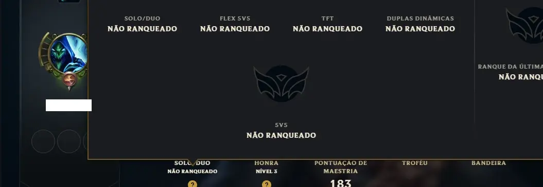 Unranked com 150 Champs e 366 Skins +Icones raros 2012