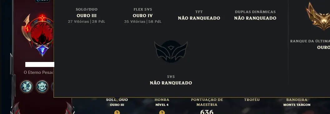Ouro 3 com TODOS os Champs e 271 ( JG / TOP / MID )