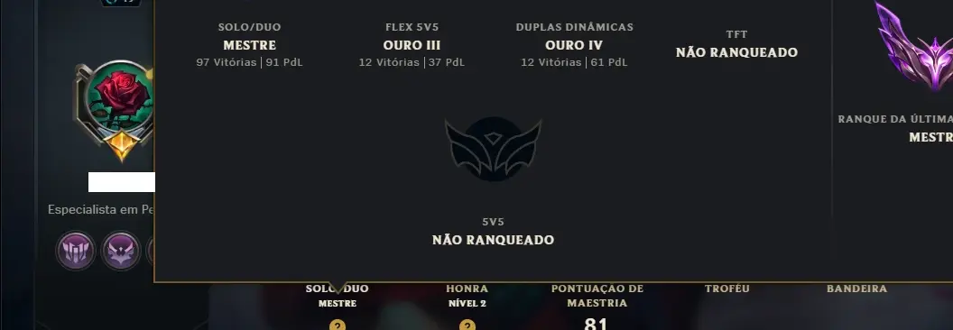 Conta Mestre com 65 Champs e 15 Skins ( 91 PDL )