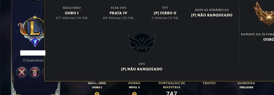 Ouro 1 com TODOS os Champs e 256 Skins +11 Prestigios