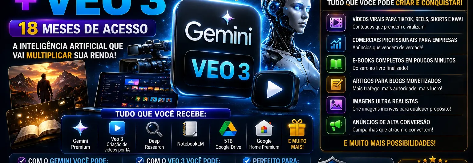 Gemini Veo 3 | 18 Meses + 5TB | Garantia 30 Dias