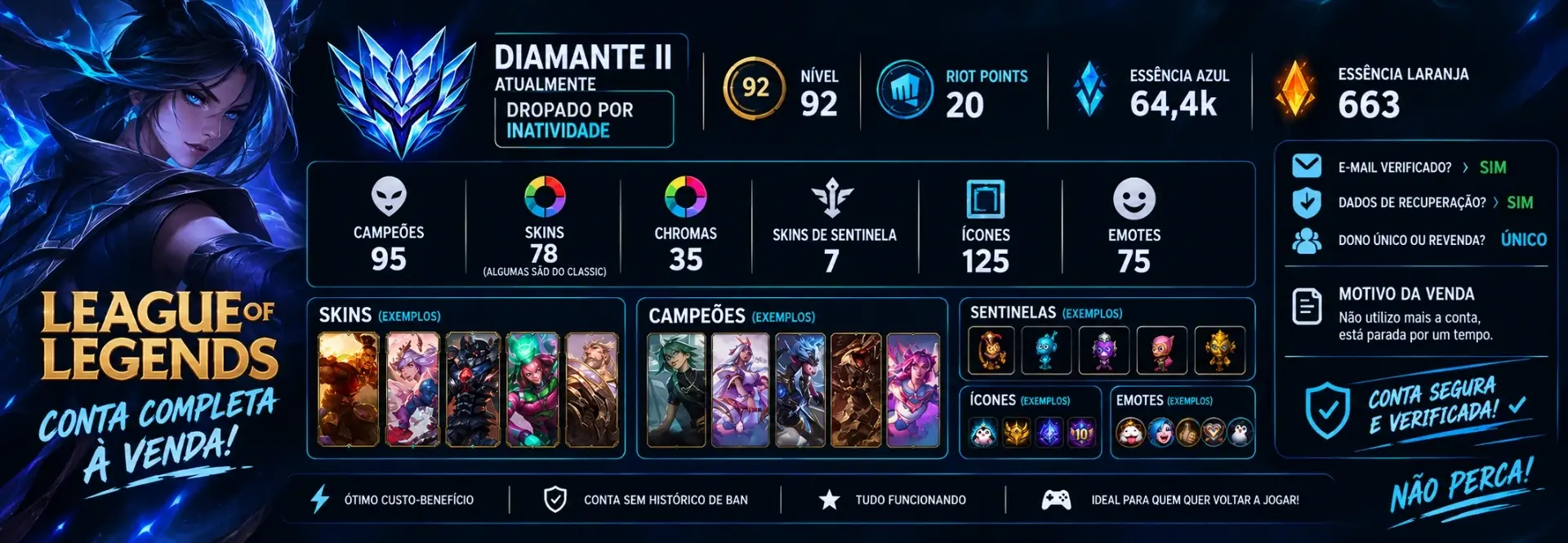 Conta Ex Mestre Com Muitas Skins De Adc - Aceito Ofertas
