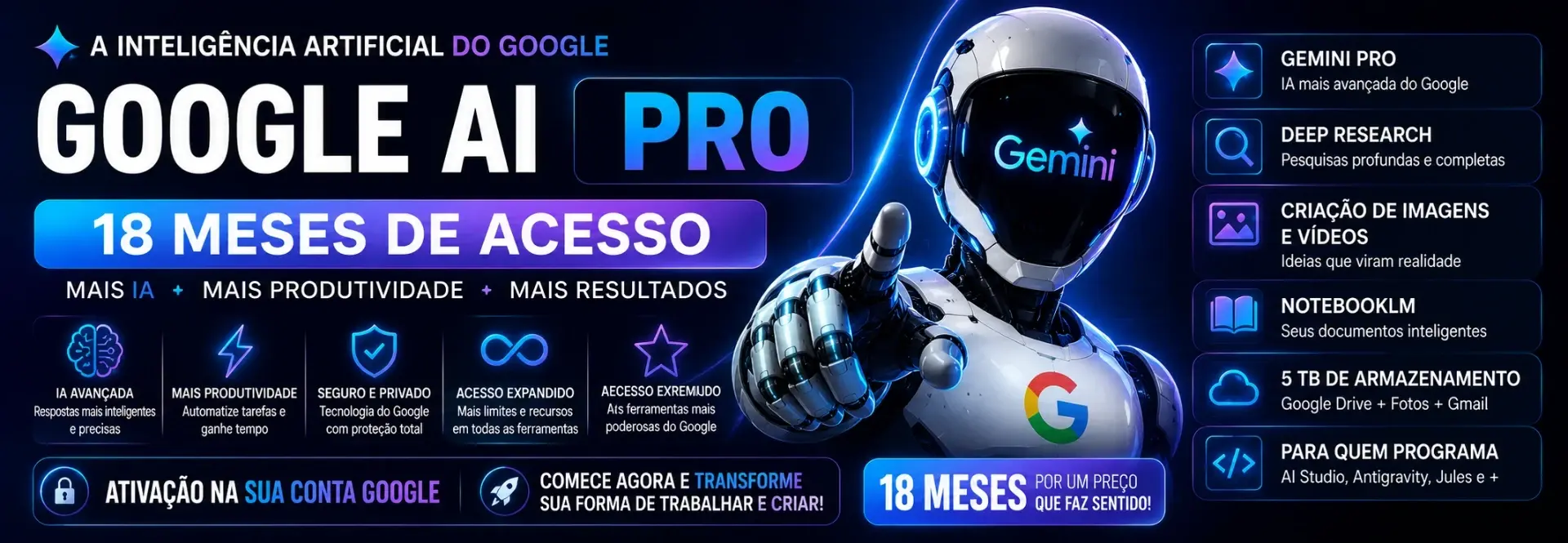 🚀 Google Ai Pro (5Tb + Gemini) 18 Meses De Acesso