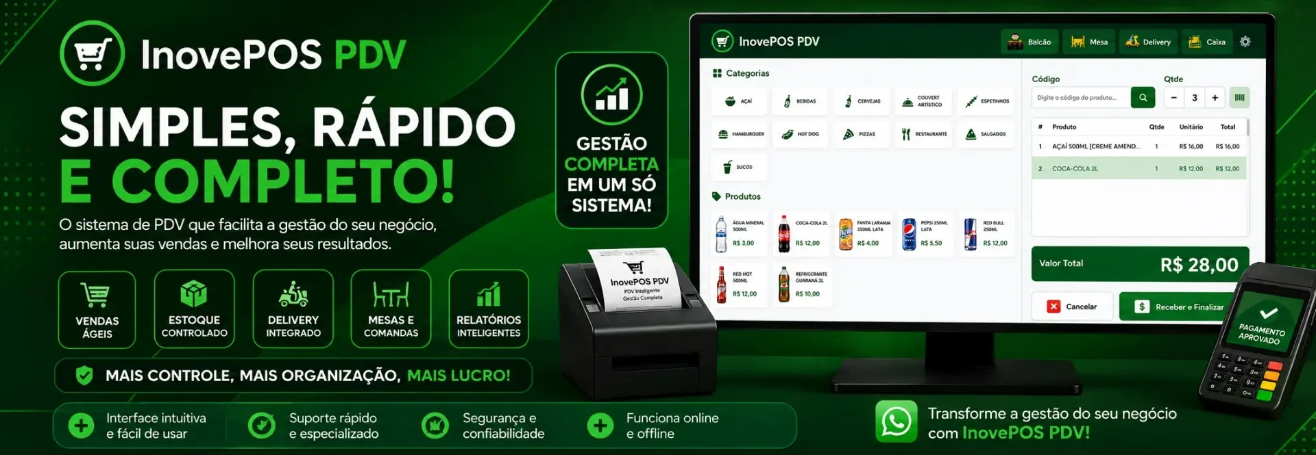 Sistema iNOVEPOS para delivery 2026