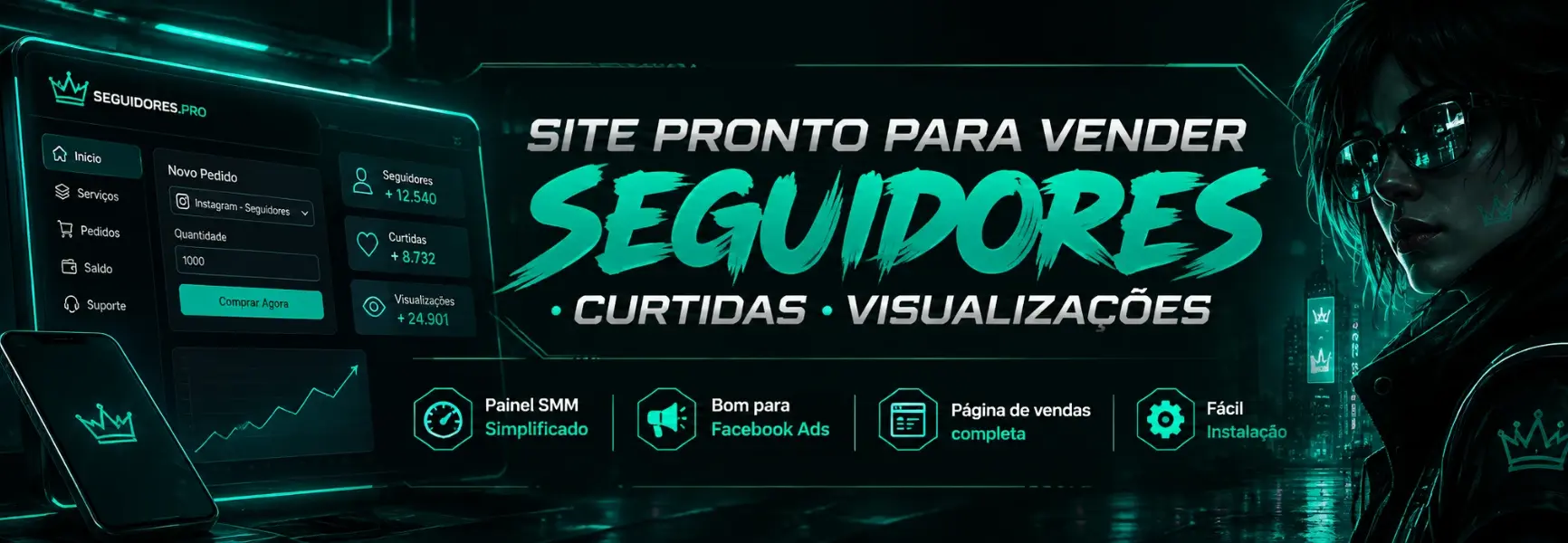 Site Pronto para Vender Seguidores • Curtidas • Visualização