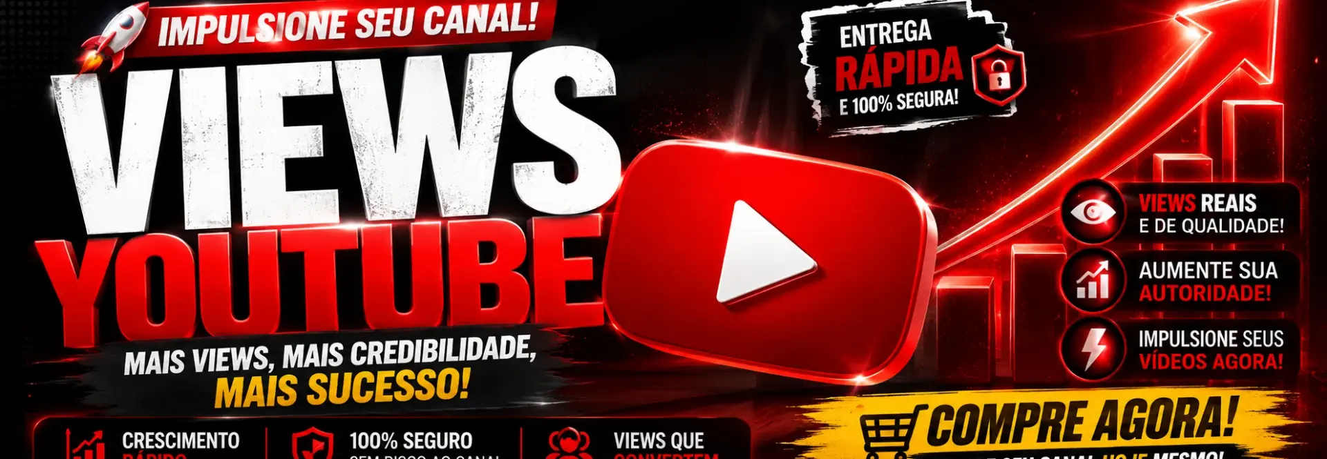 🚀 100 Views para YouTube | Entrega Automática e Rápida