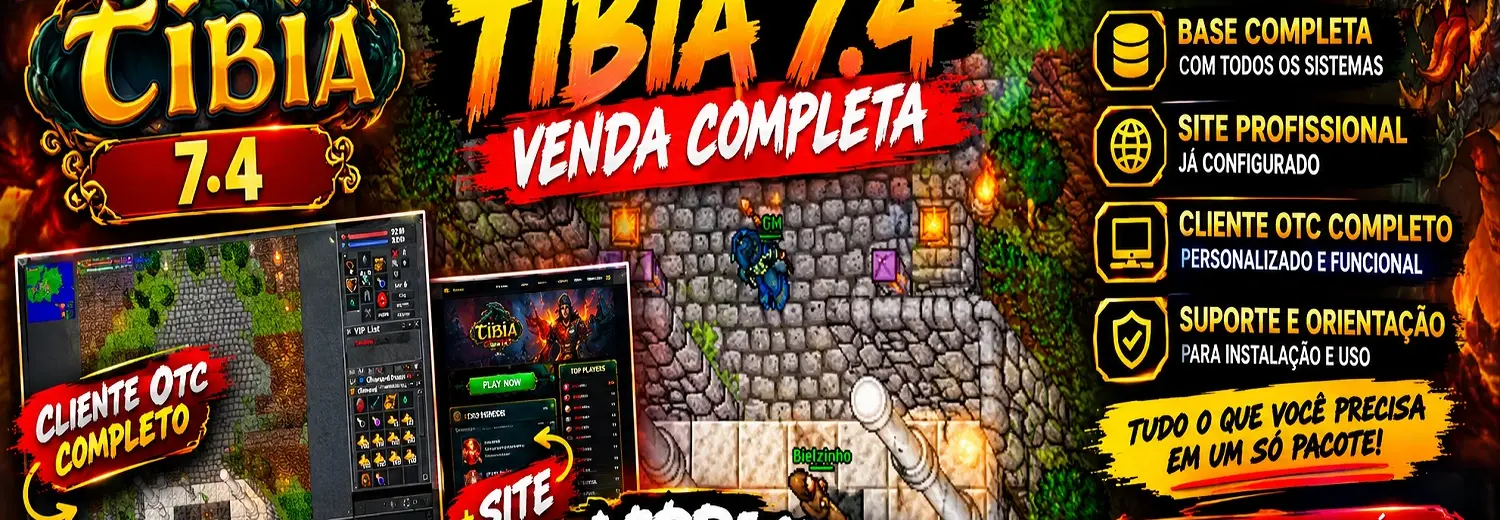 SERVIDOR DE TIBIA 7.4 ORIGINAL COM SITE + CLIENTE COMPLETO
