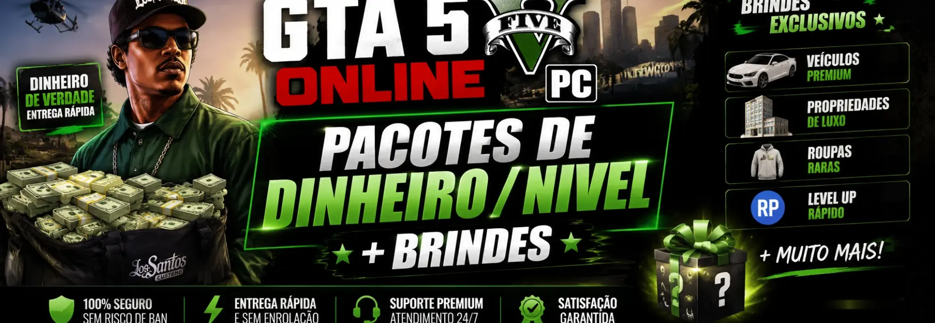 Gta 5 Online Pc - Pacotes De Dinheiro/Nivel + Brindes