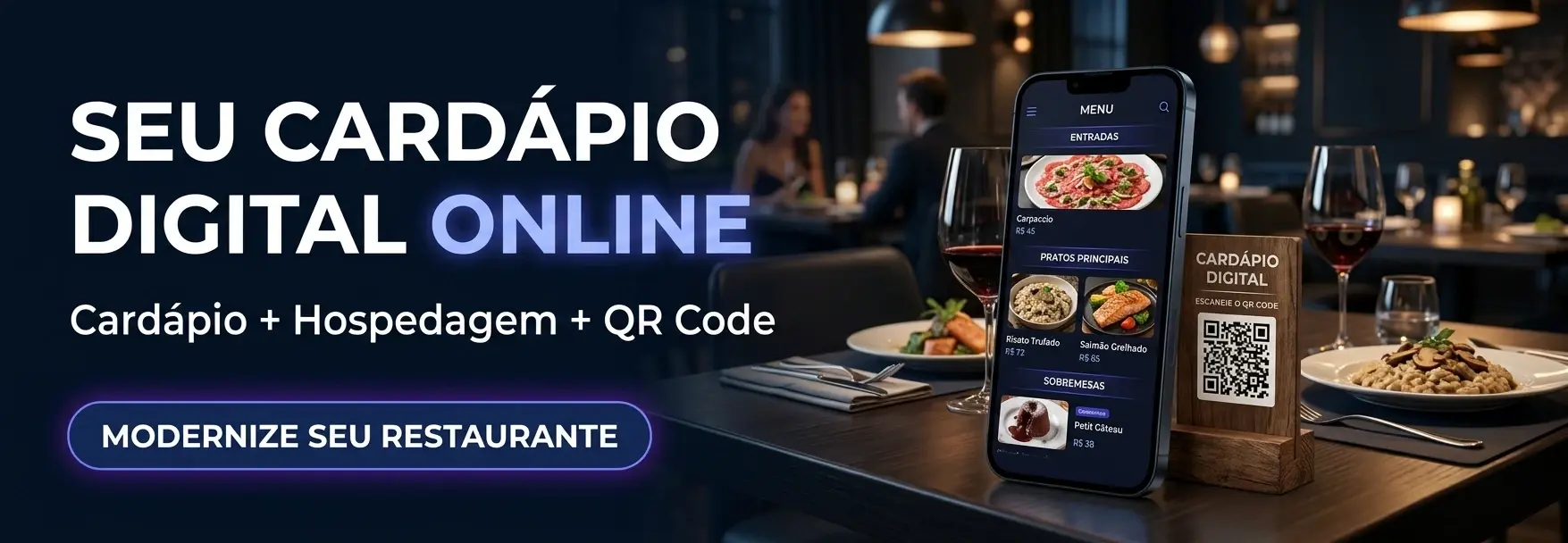 Cardápio Digital Online + Hospedagem