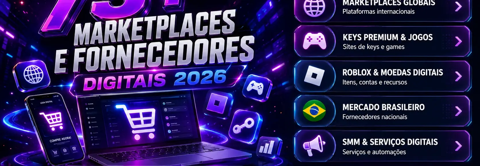 75+ Fornecedores Digitais 2026 | Roblox, Keys, Contas e SMM