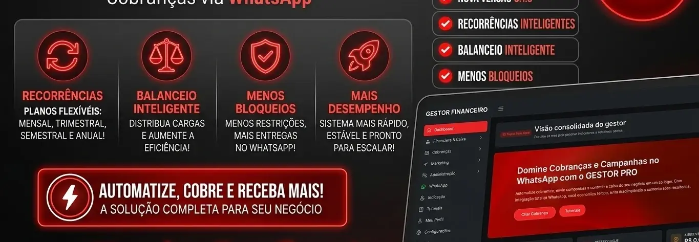 Gestor PRO+ | Sistema de Cobranças para WhatsApp