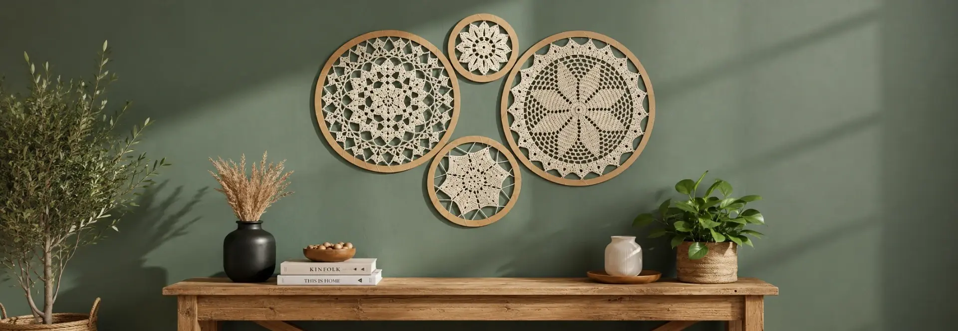 Painel de 4 Mandalas em Crochê