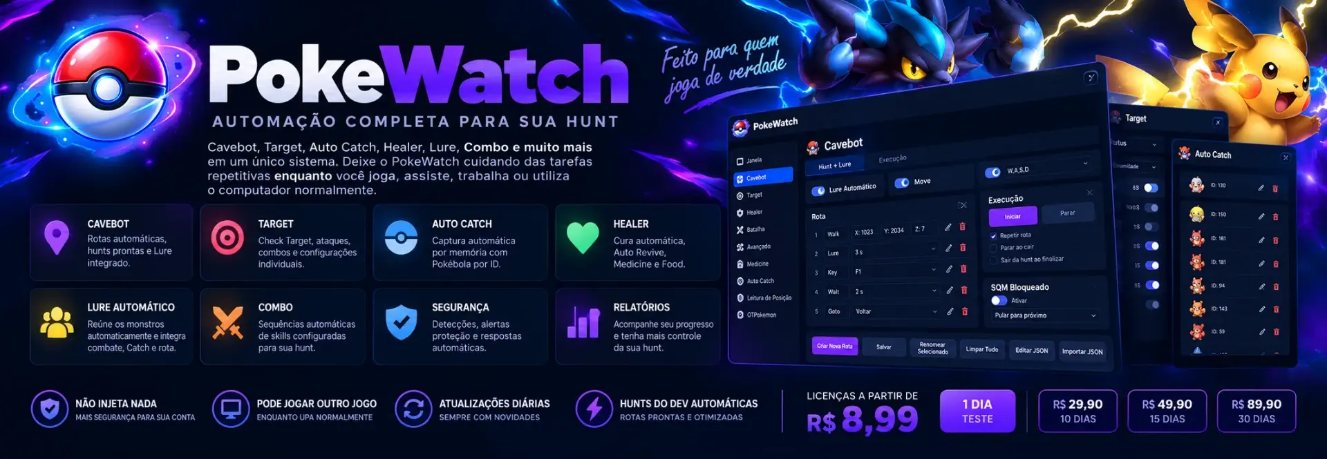 PokeWatch - PKA | Cavebot, Auto Catch, Lure e Healer