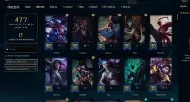 Conta lol quase full champ varias skins platina 4
