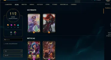 Conta lol quase full champ varias skins platina 4