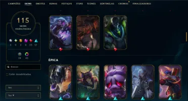 Ouro 4 com 120 Champs e 115 Skins ( MID / ADC / JG )