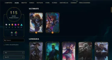 Ouro 4 com 120 Champs e 115 Skins ( MID / ADC / JG )