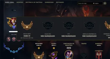 Ouro 4 com 120 Champs e 115 Skins ( MID / ADC / JG )