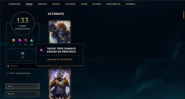 Conta bronze 3 com 133 skins e 105 champs
