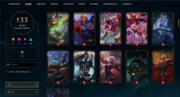 Conta bronze 3 com 133 skins e 105 champs