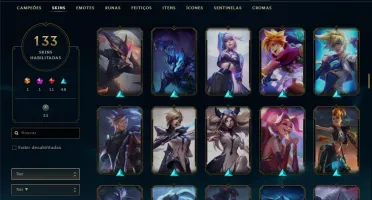 Conta bronze 3 com 133 skins e 105 champs
