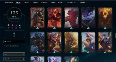 Conta bronze 3 com 133 skins e 105 champs