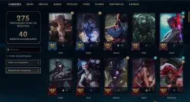 Conta bronze 3 com 133 skins e 105 champs